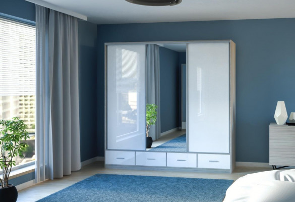 Skříň Šatní skříň Nástěnná skříň Ložnice Dospělí Barva Bílá Nábytek Nový