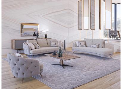 Moderní design kompletní sada pohovky a gauče do obývacího pokoje s konferenčním stolečkem.