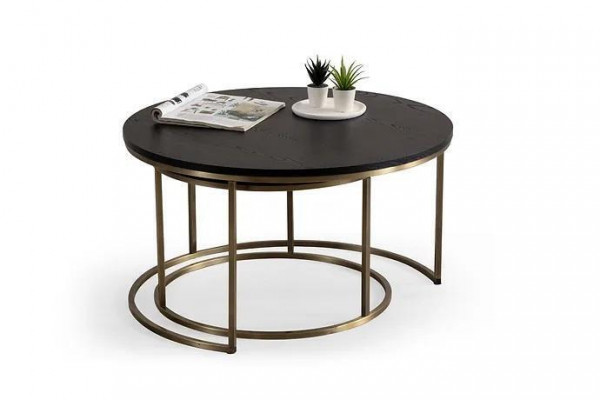 Stolní stoly 2-dílné nahoře a dole mosazné kovové nohy kvalitní obývací pokoj