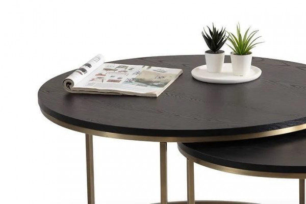 Stolní stoly 2-dílné nahoře a dole mosazné kovové nohy kvalitní obývací pokoj