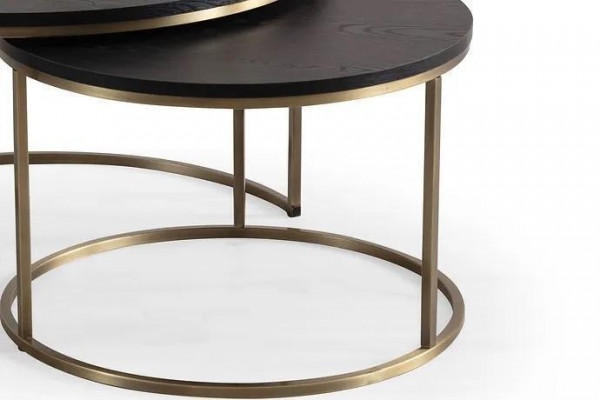 Stolní stoly 2-dílné nahoře a dole mosazné kovové nohy kvalitní obývací pokoj