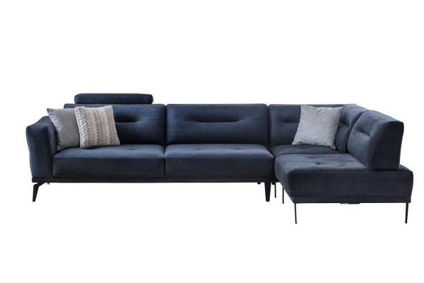 Eck Garnitur Obývací Pokoj Modrá L-Forma Látka Sofa Moderní Design
