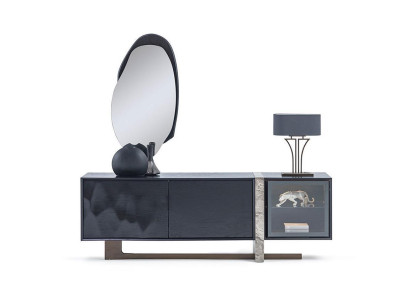 Sideboard Buffet Spiegel Esszimmer Wohnzimmer Modern Design 2tlg. Set