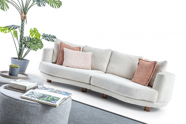 Designer Moderní obývací pokoj 3místná pohovka bílá jednobarevná luxusní styl látková pohovka