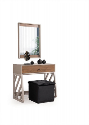 Moderní ložnice set se skládá z toaletního stolu se zrcadlem Beige nové.