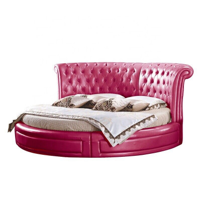 Zakrouhlé klasické postele Chesterfield postele Polstrované kulaté postele ze kůže