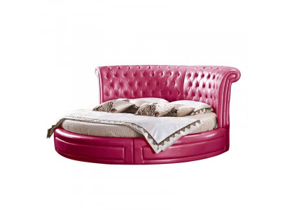 Zakrouhlé klasické postele Chesterfield postele Polstrované kulaté postele ze kůže