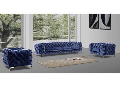 Pohovka Chesterfield Couch Polster XXL Velká sestava Textil 3+3 designové pohovky