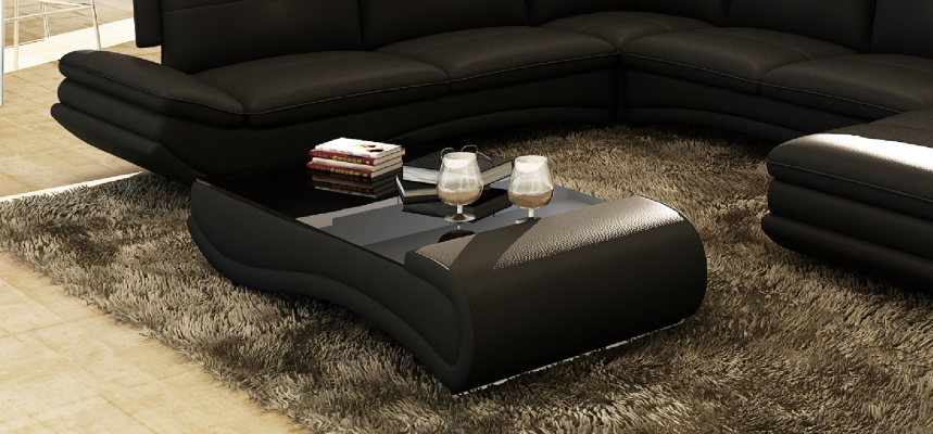 Sofa table Design Wohnzimmer Glas Leder Couch Sofa Tisch Kaffee Beistell