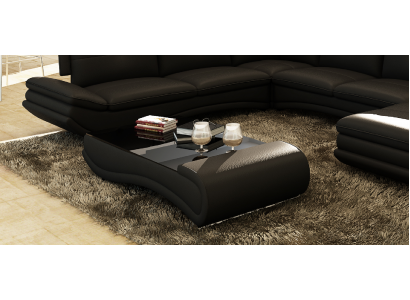 Sofa table Design Wohnzimmer Glas Leder Couch Sofa Tisch Kaffee Beistell