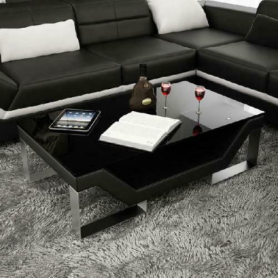 Sofatisch Glas Design Tisch Wonzimmer Leder Couch Beistell Sofa Kaffee
