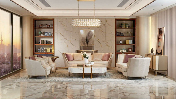 Obývací pokoj Design souprava Luxus sedák Polstrování Masivní dřevo