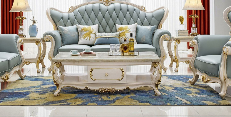 6dílný set (pohovka 3+2+1 místo + konferenční stůl + 2x konferenční stolek masivní dřevo)