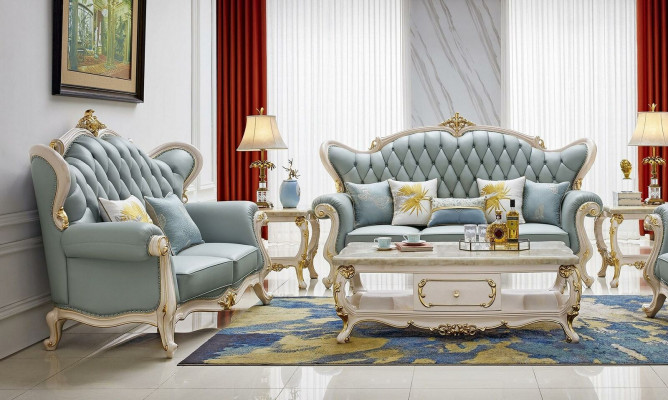 6dílný set (pohovka 3+2+1 místo + konferenční stůl + 2x konferenční stolek masivní dřevo)