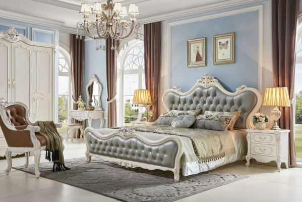 Postel Design Noční stolek 3 kusy. Ložnice Sad Moderní Luxus Kůže Masivní dřevo