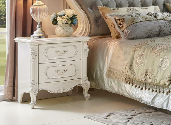 Postel Design Noční stolek 3 kusy. Ložnice Sad Moderní Luxus Kůže Masivní dřevo