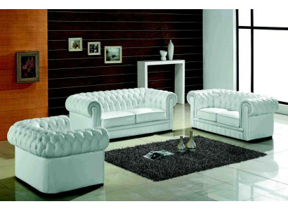 Chesterfield sestava gaučů Klasická obývací souprava gaučů Sofa Set Polster Garnitur.