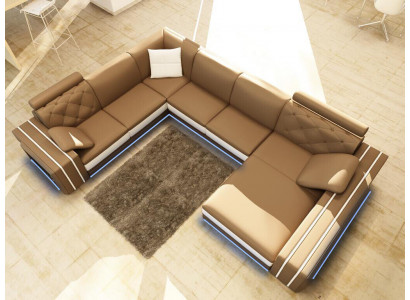 XXL Velká obývací pokojová sofa rohová sedací souprava Kožené pohovky