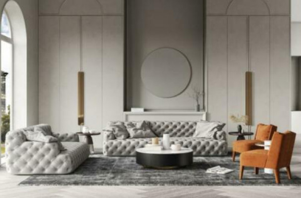 Chesterfield kožená pohovka, tří a čtyřmístná, relaxační design, rozkládací gauč, pohodlná sedací souprava Sofas 234 cm