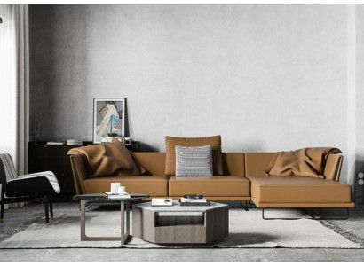 Rohová sedací souprava L- tvaru, kůže, relaxační sofa, designová pohovka, rozkládací pohovka, křeslo, nové.