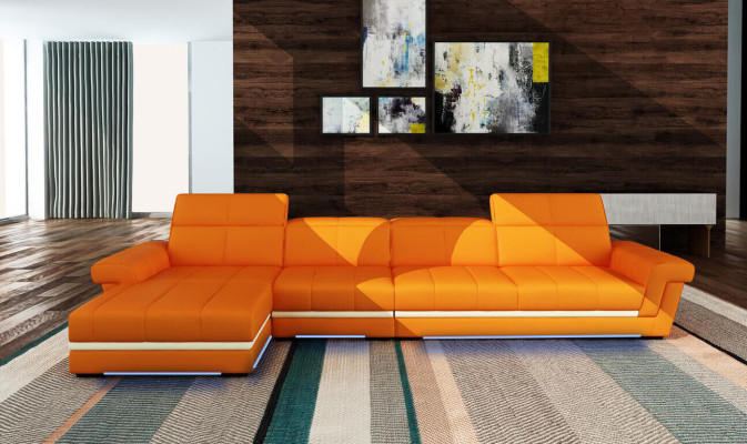 Ledersofa Couch Wohnlandschaft L-Form Design Modern Sofa 5136B Sofas