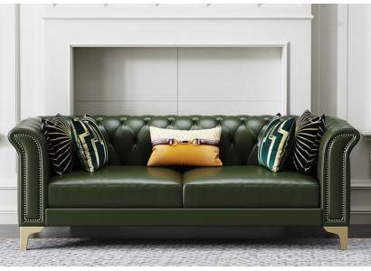 Tmavě zelená sedací souprava Chesterfield 3+2 místná moderní čalouněná sedací souprava Sofas