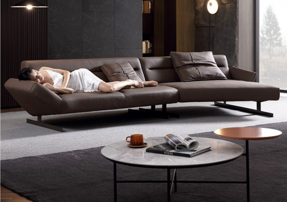 Design rohová sedací souprava pohovka pohovka L tvaru polstrovaná kůže