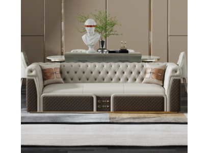 Sofa Třísedák Styl Moderní Potah Chesterfield Kůže Pohovky