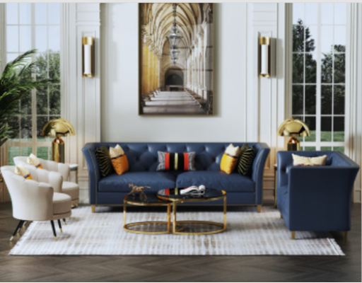 Moderní sedací souprava Chesterfield 3+2 Pohodlné pohovky Kožený nábytek