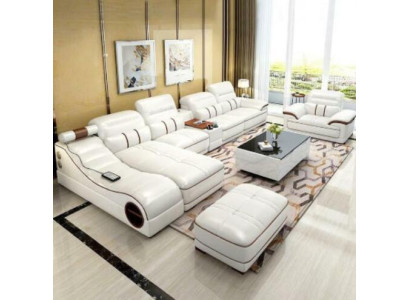 Obývací krajina Luxus Pohovka Rozkládací pohovka Rovný výřez Tvaru L Moderní Relaxační Sedací nábytek.