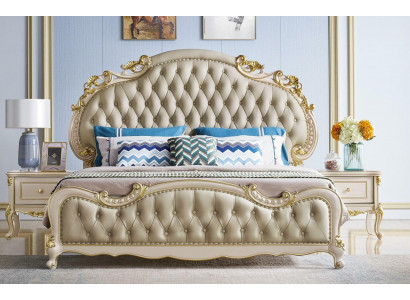 Chesterfield postel Klasické postele Design Dvojitý polštář Ložnice Masivní dřevo