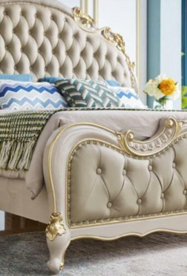 Chesterfield postel Klasické postele Design Dvojitý polštář Ložnice Masivní dřevo