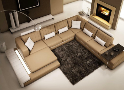 XXL obývací krajina Design Rok Pohovka Pohovka Kůže Sedací soupravy