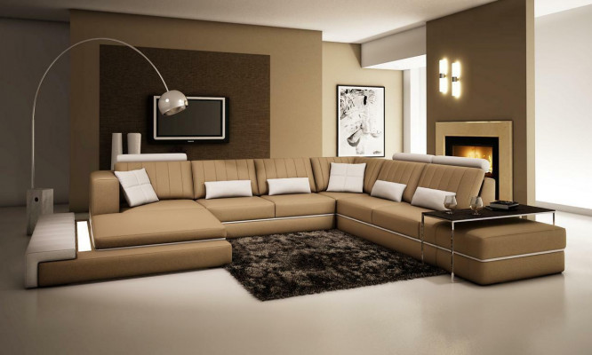 XXL obývací krajina Design Rok Pohovka Pohovka Kůže Sedací soupravy