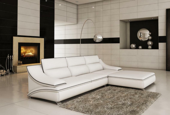 Design Polster Eck Sofa Couch Leder Sofas Garnitur Wohnlandschaft XXL --> Design Dvěře Rozkládací Pohovka Kožené Pohovky Set Obývací Stěna XXL