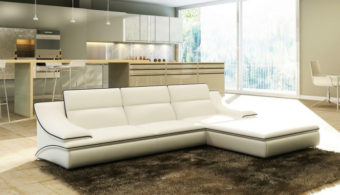 Design Polster Eck Sofa Couch Leder Sofas Garnitur Wohnlandschaft XXL --> Design Dvěře Rozkládací Pohovka Kožené Pohovky Set Obývací Stěna XXL