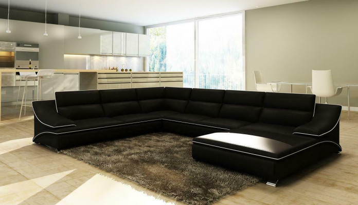 Design XXL Velké rohy Nárožní čalouněná pohovka Kůže sedací souprava