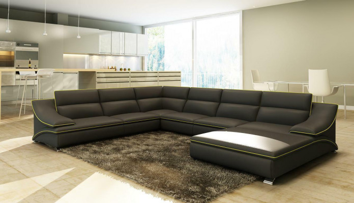 Design XXL Velké rohy Nárožní čalouněná pohovka Kůže sedací souprava