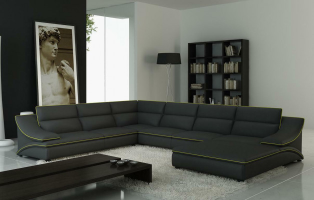 Design XXL Velké rohy Nárožní čalouněná pohovka Kůže sedací souprava