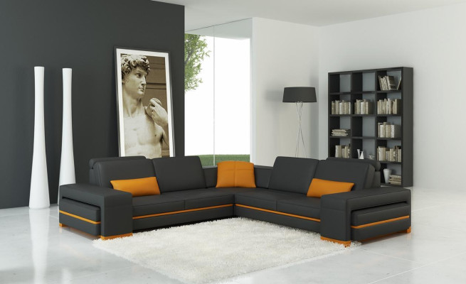 Přeloženo z němčiny do češtiny: Kožená pohovka Rozkládací pohovka Obývací koutová sedací souprava L tvar Design Dekor Moderní Pohovka Koutové Pohovky