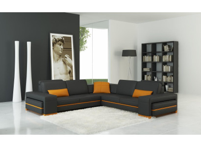 Přeloženo z němčiny do češtiny: Kožená pohovka Rozkládací pohovka Obývací koutová sedací souprava L tvar Design Dekor Moderní Pohovka Koutové Pohovky