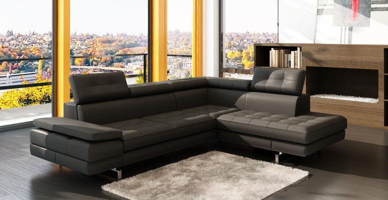 Pohovka z kůže Rozkládací sedací souprava ve tvaru L Design Moderní gauč 5057