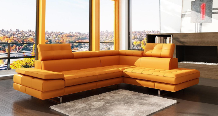 Pohovka z kůže Rozkládací sedací souprava ve tvaru L Design Moderní gauč 5057
