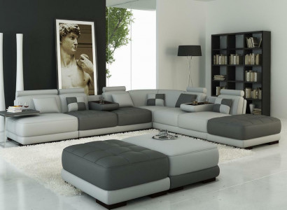 Velká designová obývací sestava, provedení L, rohová sedací souprava, pohovka.