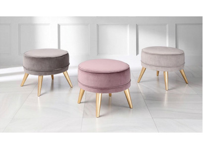Stolička Sedací polštář Ottomanka Puf Moderní Luxusní Látka Design Obývací pokoj Růžová Kulatý