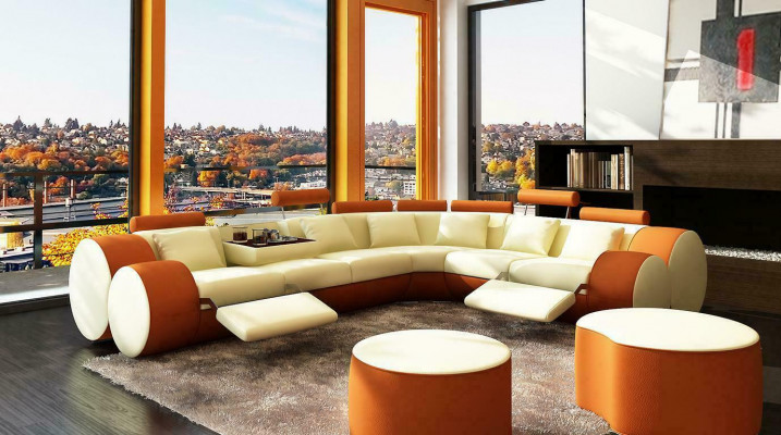 XXL Multifunkční kůže Pohovka Pohovka Big Sofa Polštář Rohová sedací souprava Dekor Moderní