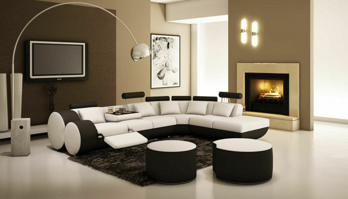 XXL Multifunkční kůže Pohovka Big Sofa nábytek Rožček Moderní