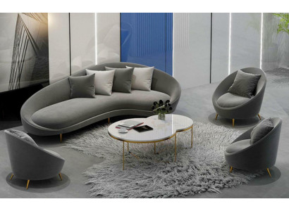 Rohová sedací souprava + křeslo obývací krajina Relaxační sedadlo Design Pohovka Kavárna Pohovky Textilní Samet