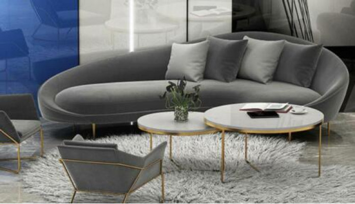 Rohová sedací souprava + křeslo obývací krajina Relaxační sedadlo Design Pohovka Kavárna Pohovky Textilní Samet