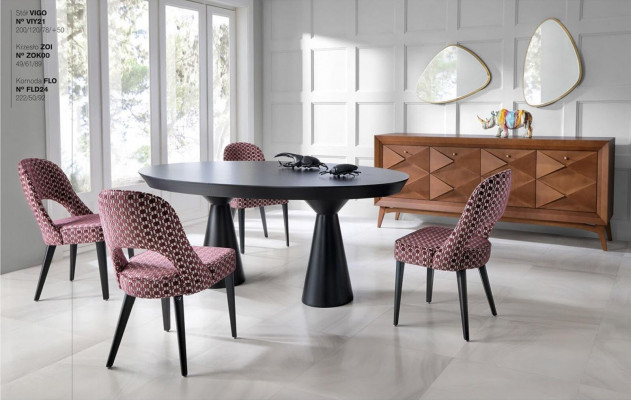 Luxusní jídelní sestava Jídelna Jídelní kout Jídelní stůl Sestava Židle Komoda Dřevo 6 dílů